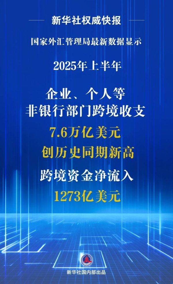 专业股票配资资讯网官网 新华社权威快报|上半年我国非银行部门跨境资金净流入1273亿美元